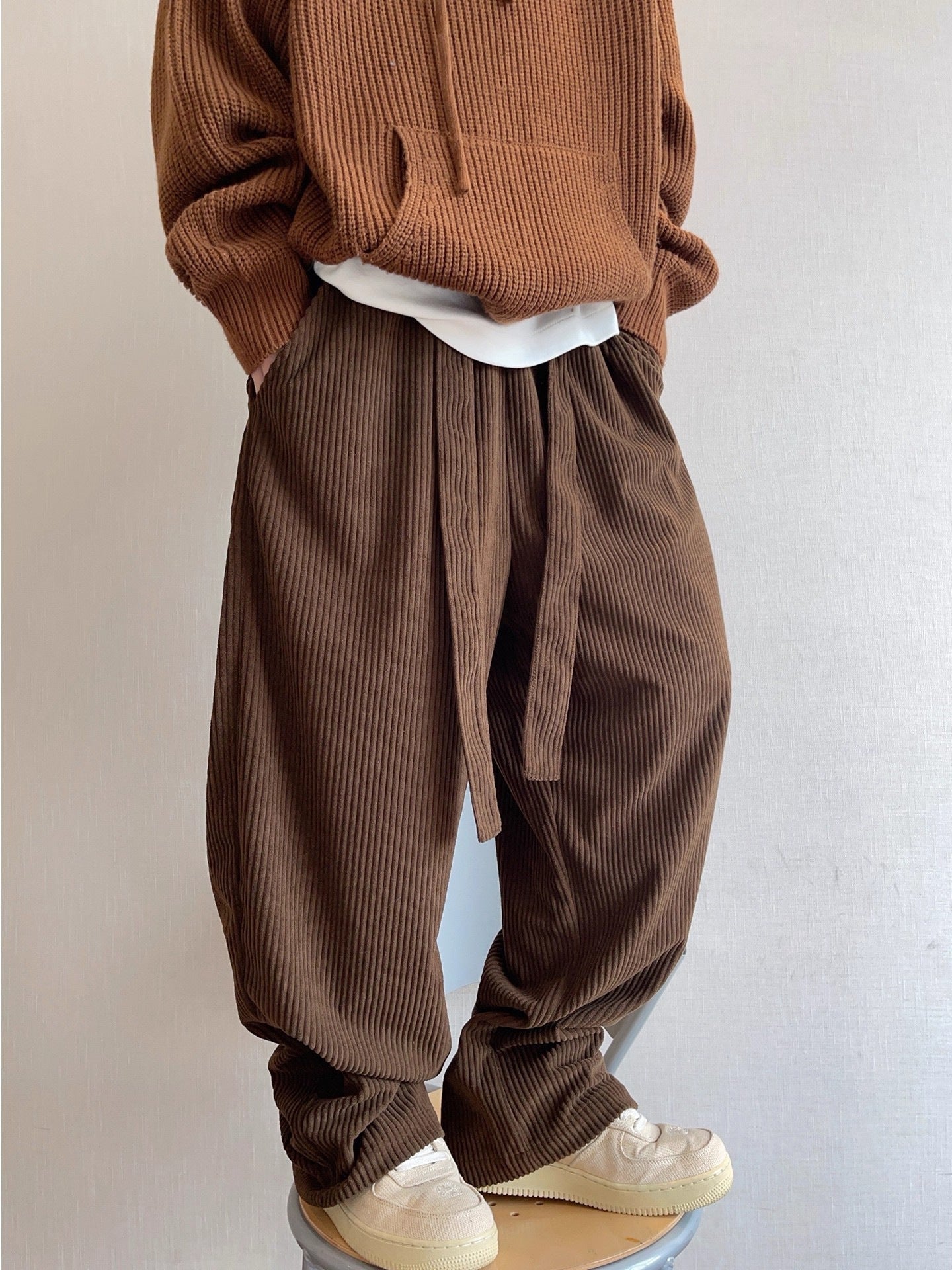 Retro Wide-striped Drapey Corduroy Casual Pants – MILLYORA